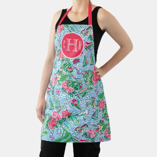 Nantucket Preppy Palm Beach Print Mit Monogramm Schürze (InSitu)