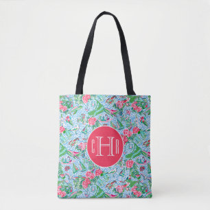 Nantucket Preppy Palm Beach Print Mit Monogramm Tasche