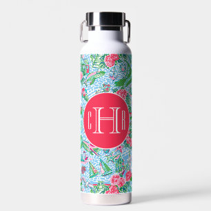 Nantucket Preppy Palm Beach Print Mit Monogramm Trinkflasche