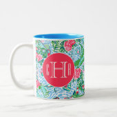 Nantucket Preppy Palm Beach Print Mit Monogramm Zweifarbige Tasse (Links)