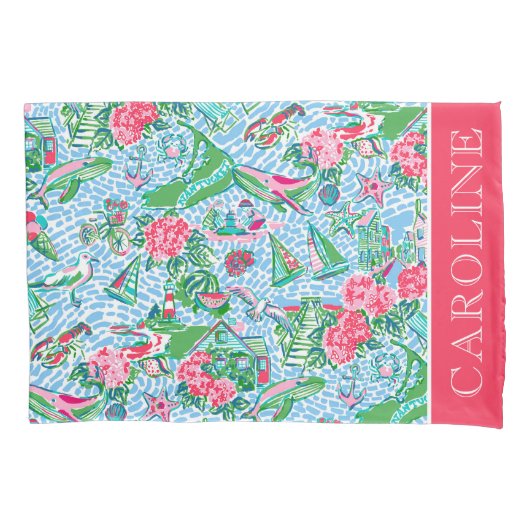 Nantucket Preppy Palm Beach Print Personalisiert Kissenbezug (Vorderseite)
