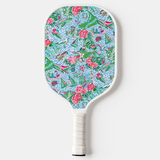 Nantucket Preppy Palm Beach Print Pickleball Schläger (Rückseite)