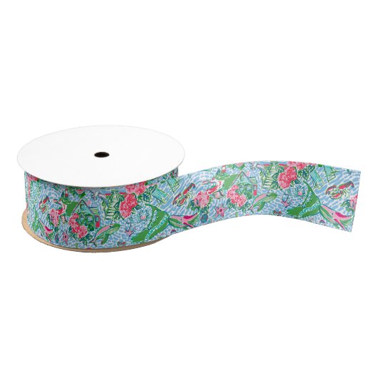 Nantucket Preppy Palm Beach Print Ripsband (Spule)