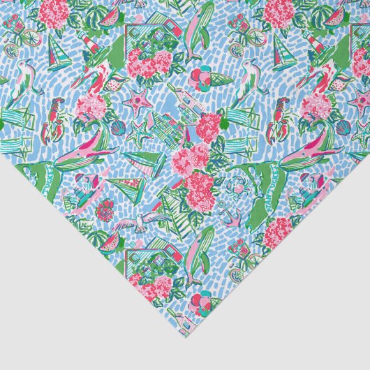 Nantucket Preppy Palm Beach Print Seidenpapier (Ausschnitt)