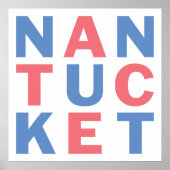 Nantucket-rotes und blaues typografisches Poster # (Vorne)