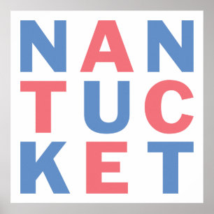Nantucket-rotes und blaues typografisches Poster #