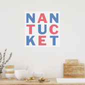 Nantucket-rotes und blaues typografisches Poster # (Küche)
