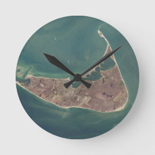 Nantucket Satelliten-Fotografie Runde Wanduhr