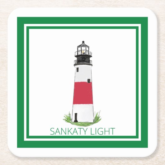 Nantucket (Sconset) Sankaty Light Paper Untersetze Rechteckiger Pappuntersetzer (Vorderseite)