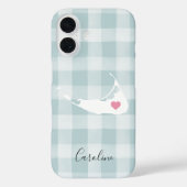 Nantucket-Silhouette über Rustikale Minze Kariert Case-Mate iPhone Hülle (Rückseite)