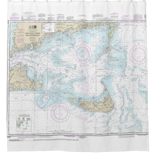 Nantucket Sound and Approaches Nautical Chart 1323 Duschvorhang (Vorderseite)
