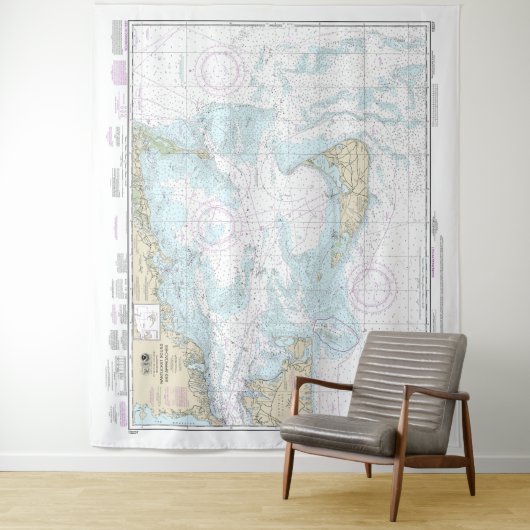 Nantucket Sound and Approaches Nautical Chart 1323 Wandteppich (Beispiel)