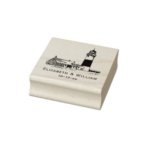 Nantucket Stilisierter Sankaty Head Leuchtturm Paa Gummistempel