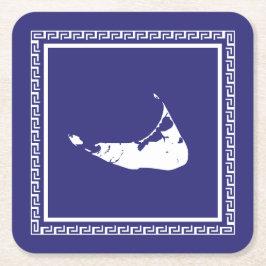 Nantucket-Untersetzer mit griechischem Schlüsselum Rechteckiger Pappuntersetzer