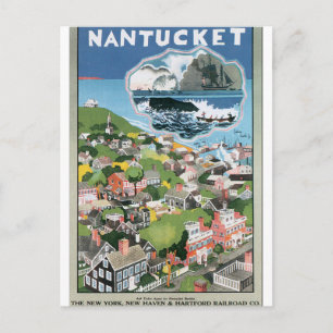 Nantucket Vintage Reiseposter-Kunstwerk Postkarte