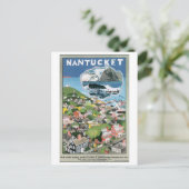 Nantucket Vintage Travel Poster Postkarte (Stehend Vorderseite)