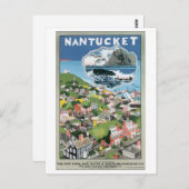 Nantucket Vintage Travel Poster Postkarte (Vorne/Hinten)