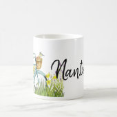 Nantucket Vintages Fahrrad auf dem Lavendelgebiet Kaffeetasse (Mittel)