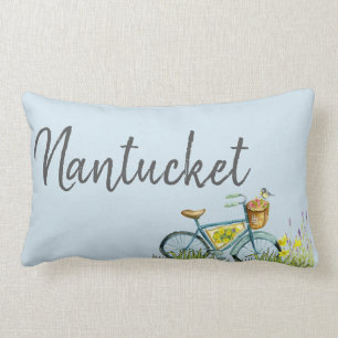 Nantucket Vintages Fahrrad auf dem Lavendelgebiet Lendenkissen