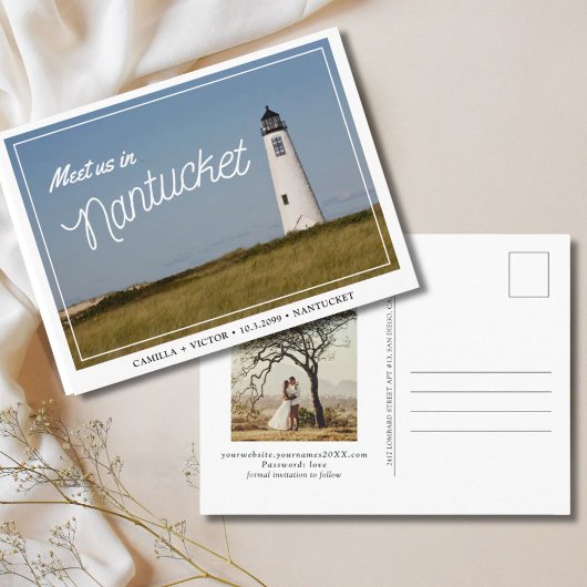 Nantucket Wedding Save the Date Postcard Postkarte