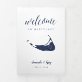 Nantucket Wedding Welcome Letter & Itinerary Dreifach-gefaltete Programmkarte (Cover)