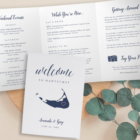 Nantucket Wedding Welcome Letter & Itinerary Dreifach-gefaltete Programmkarte