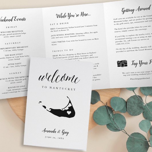 Nantucket Wedding Welcome Letter & Itinerary Dreifach-gefaltete Programmkarte
