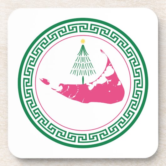 Nantucket Weihnachtsbummel-Ornament mit Baum Getränkeuntersetzer (Vorderseite)