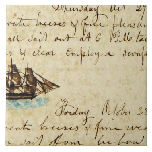 Nantucket Whaling Ship Log 1841 Fliese (Vorderseite)