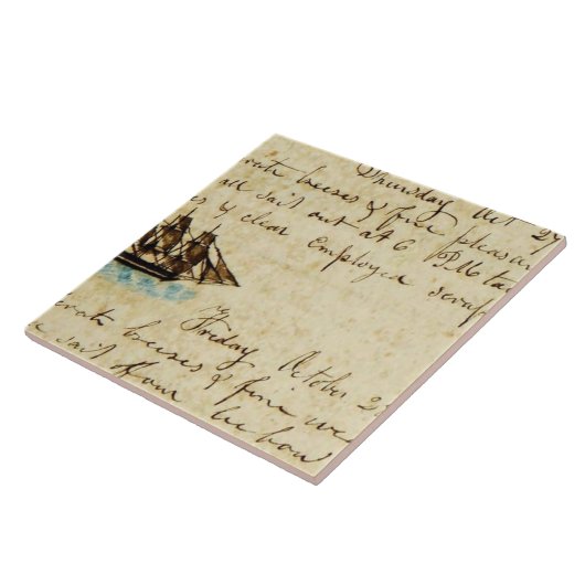 Nantucket Whaling Ship Log 1841 Fliese (Seite)