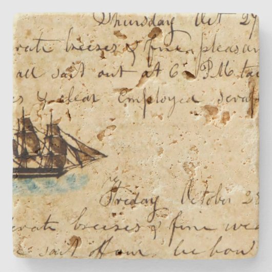 Nantucket Whaling Ship Log 1841 Steinuntersetzer (Vorderseite)