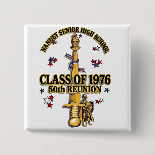 Nanuet Senior HS Knights Wiedervereinigung Schwarz Button