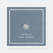 Nany Blue Modern Snowflake Baby Dusche Serviette (Vorderseite)