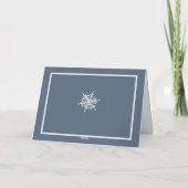 Nany Blue Modern Snowflake Frame Baby Dusche Dankeskarte (Rückseite)