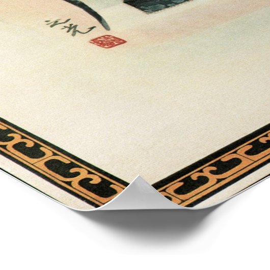 Nanyang Frau mit Blume altes chinesisches Poster (Ecke)