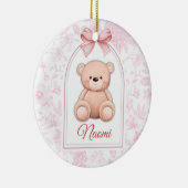 Naomi | Benutzerdefiniertes rosa Teddy-Bär-Kinderz Keramik Ornament (Rechts)