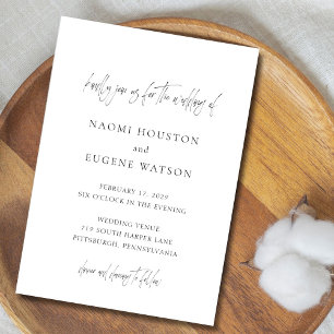 Naomi Black and White Typografy Modern Wedding Einladung