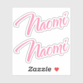 Naomi Decorative Name in Pink x2 Aufkleber (Blatt)