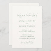 Naomi Moss Green Typografy Modern Wedding Einladung (Vorne/Hinten)