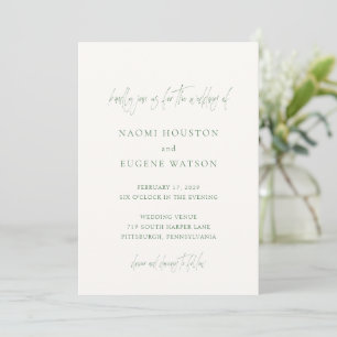 Naomi Moss Green Typografy Modern Wedding Einladung