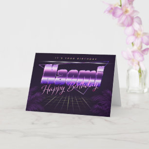 Naomi Name Vorname lila retro Karte Geburtstag