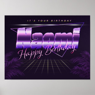 Naomi Name Vorname lila Retro-Poster Geburtstag Poster