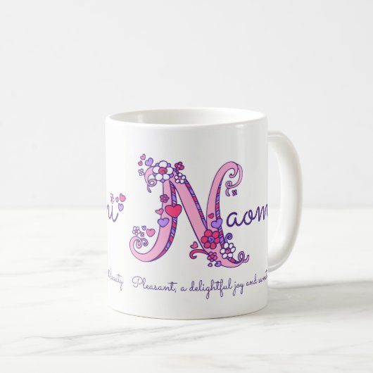 Naomi Namensmonogramm-Tasse der Kaffeetasse (VorderseiteRechts)
