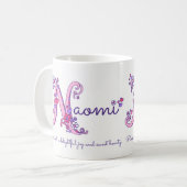 Naomi Namensmonogramm-Tasse der Kaffeetasse (Vorderseite Links)