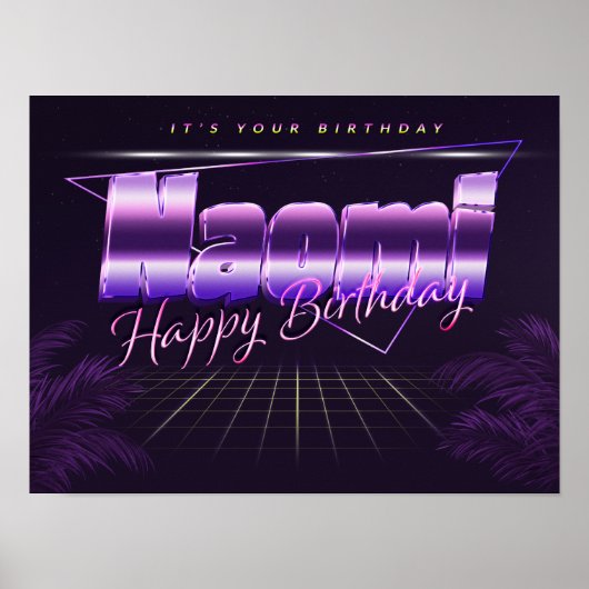 Naomi Vorname lila retro poster Geburtstag (Vorne)