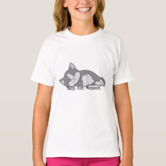 Nap Eat Repeat T-shirt – Cute Sleeping Cat Graphic