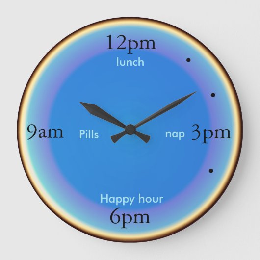 "Nap Happy Hour Pills"> Fun Kitchen Clocks Große Wanduhr (Vorderseite)