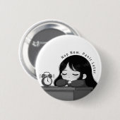 Nap Now Panic Later Relatable Chibi Girl Illustrat Button (Vorne & Hinten)
