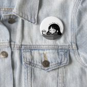 Nap Now Panic Later Relatable Chibi Girl Illustrat Button (Beispiel)