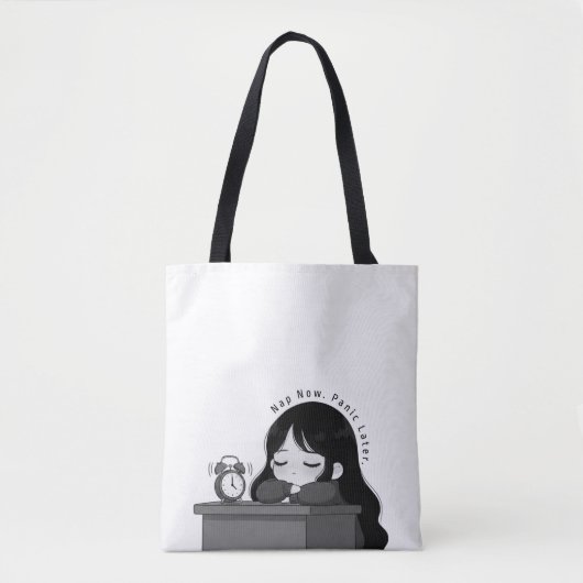 Nap Now Panic Later Relatable Chibi Girl Illustrat Tasche (Vorderseite)